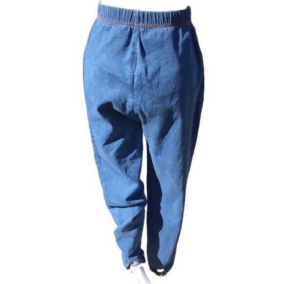Vtg Denim Stretch Foot Stirrup Pants Jeans USA Women’s 12 M High Waist 80s 90s - Picture 1 of 12